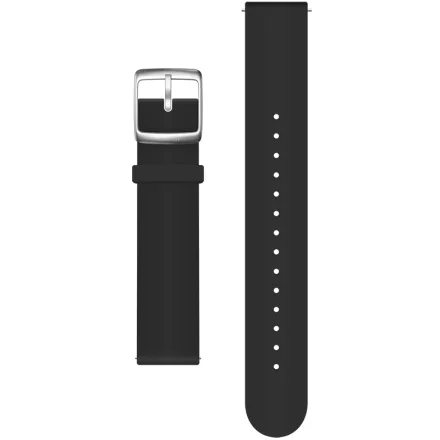 SILICONE STRAP BLACK-18MM SCW LIGHT, SILVER CLASP
