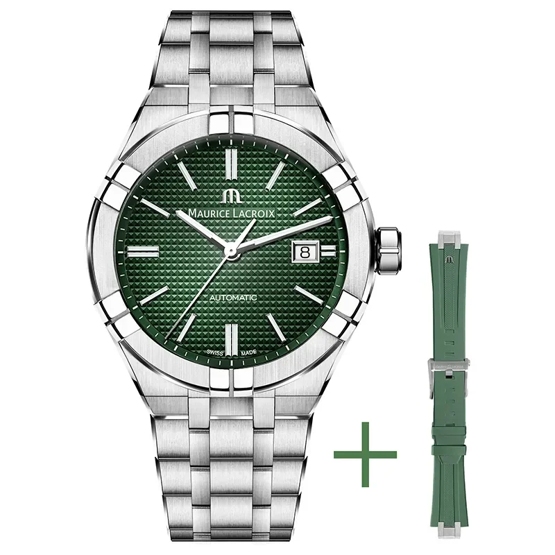 Maurice Lacroix AI6008-SS00F-630-D herrklocka 42 mm gr&ouml;n st�l automatisk