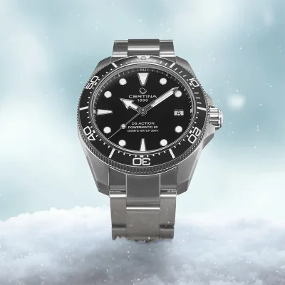 DS Action 38mm Mechanical, automatic winding
80 h Power Reserve
Nivachron
ETA
Swiss Made Diver's watch 300m according to ISO 6425:2018 - C048.807.11.051.00 