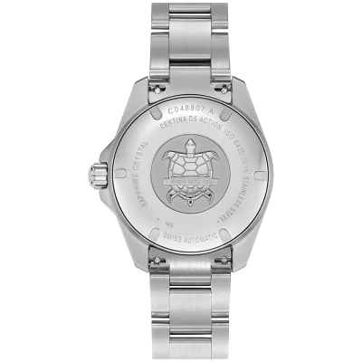 DS Action 38mm Mechanical, automatic winding
80 h Power Reserve
Nivachron
ETA
Swiss Made Diver's watch 300m according to ISO 6425:2018 - C048.807.11.091.00 