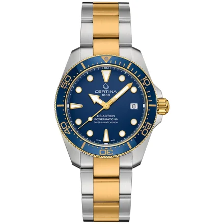 DS Action 38mm Mechanical, automatic winding80 h Power ReserveNivachronETASwiss Made Diver's watch 300m according to ISO 6425:2018 - C048.807.22.041.00 