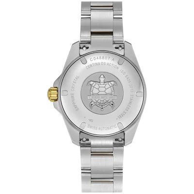 DS Action 38mm Mechanical, automatic winding
80 h Power Reserve
Nivachron
ETA
Swiss Made Diver's watch 300m according to ISO 6425:2018 - C048.807.22.041.00 