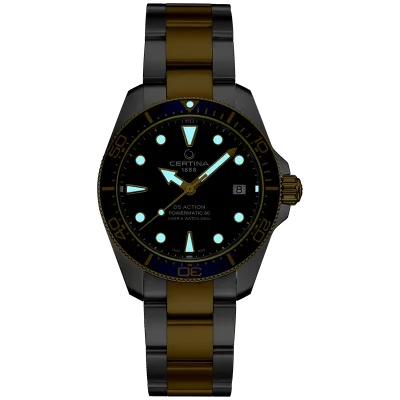 DS Action 38mm Mechanical, automatic winding
80 h Power Reserve
Nivachron
ETA
Swiss Made Diver's watch 300m according to ISO 6425:2018 - C048.807.22.041.00 