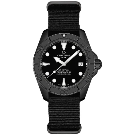 DS Action 38mm Mechanical, automatic winding80 h Power ReserveNivachronETASwiss Made Diver's watch 300m according to ISO 6425:2018 - C048.807.38.051.00 
