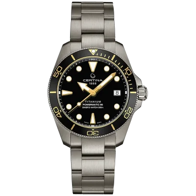 DS Action 38mm Mechanical, automatic winding
80 h Power Reserve
Nivachron
ETA
Swiss Made Diver's watch 300m according to ISO 6425:2018 - C048.807.44.051.00 