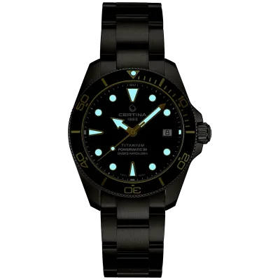 DS Action 38mm Mechanical, automatic winding
80 h Power Reserve
Nivachron
ETA
Swiss Made Diver's watch 300m according to ISO 6425:2018 - C048.807.44.051.00 