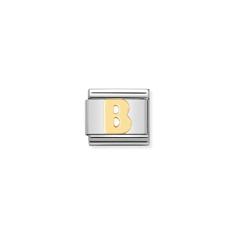 Nomination Composable Classic Länk Bokstav B i bonded gult guld