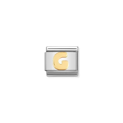 Nomination Composable Classic Länk Bokstav G i bundet gult guld