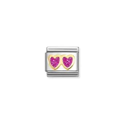 Nomination Composable Classic Länk, Double Heart, Fucsia Glitter