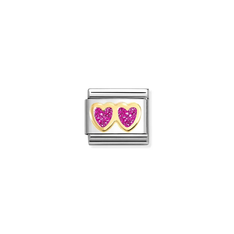 Nomination Composable Classic Länk, Double Heart, Fucsia Glitter