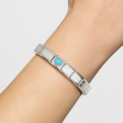 Nomination Composable Classic Länk, Faceted Turquoise Heart,Beaded