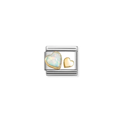 Nomination Composable Classic Länk, Hearts, White Opal