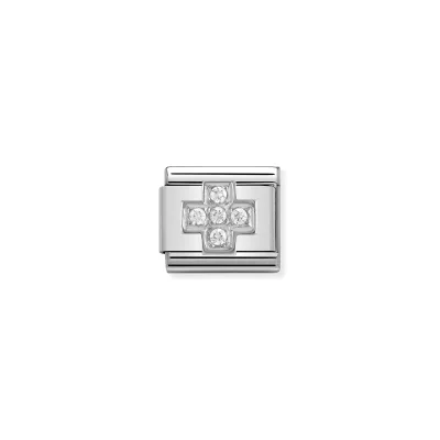Nomination Composable Classic Länk Kors i Silver och Stenar