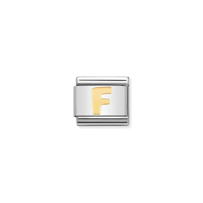 Nomination Composable Classic Länk Letter F i bundet gult guld