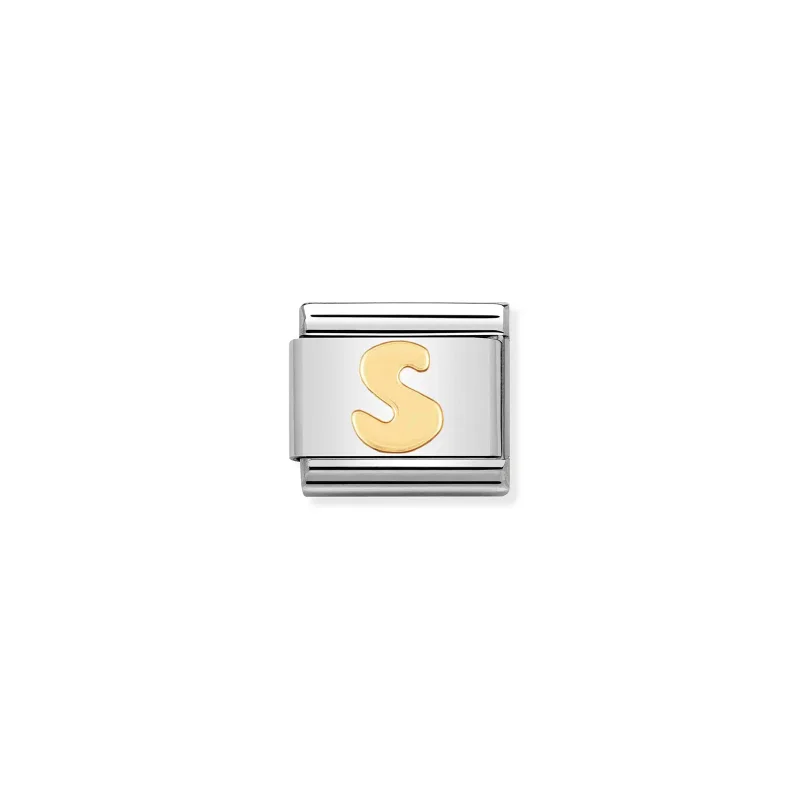 Nomination Composable Classic Länk Letter S i bonded yellow gold