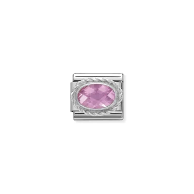 Nomination Composable Classic Länk, Pink oval stone, silver