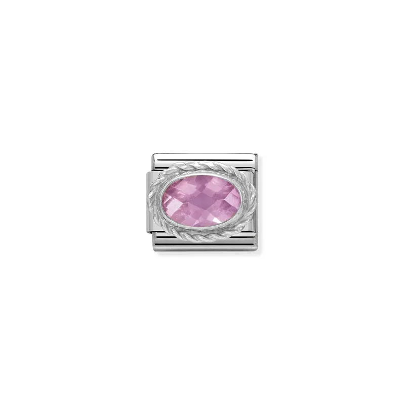 Nomination Composable Classic Länk, Pink oval stone, silver
