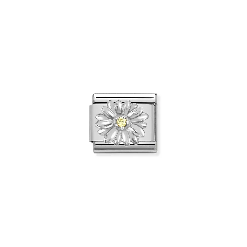 Nomination Composable Classic Länk, Silver Daisy, Yellow CZ