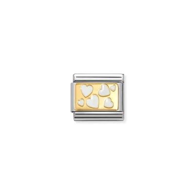 Nomination Composable Classic Länk, White Hearts Plaque