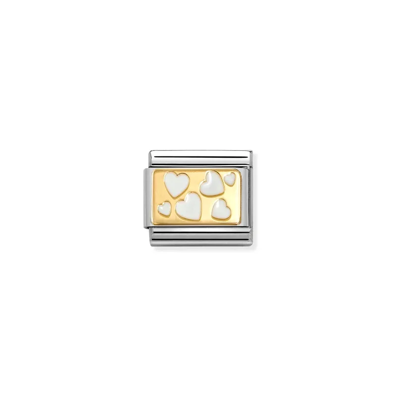Nomination Composable Classic Länk, White Hearts Plaque