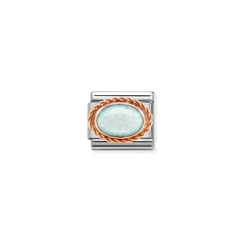 Nomination Composable Classic Länk i Roséguld, Vit Opal