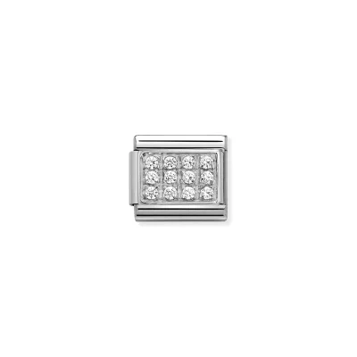 Nomination Composable Classic Länk i Silver och vita Stenar