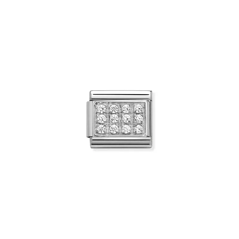 Nomination Composable Classic Länk i Silver och vita Stenar