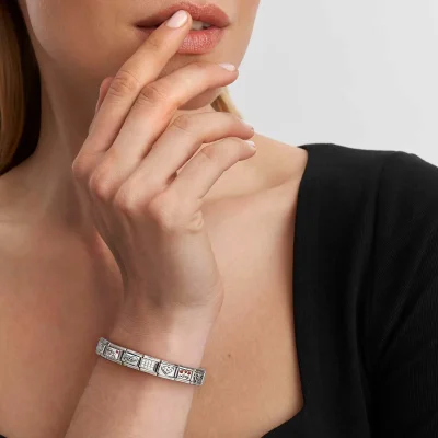 Nomination Composable Classic Länk i silver med grön opalsten