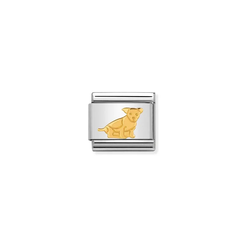 Nomination Composable Classic Länk med guldbelagt sittande hund