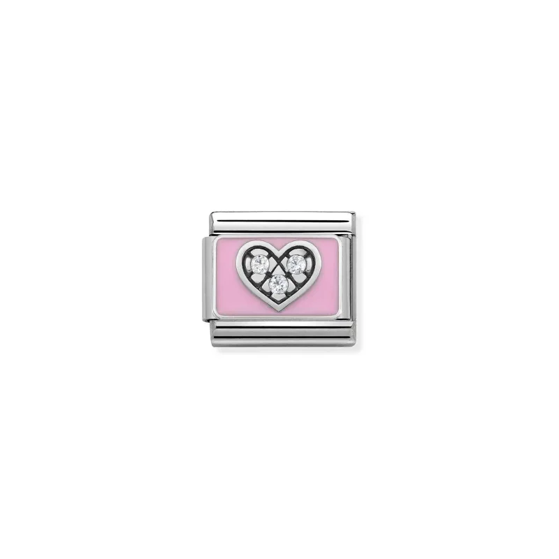 Nomination Composable Classic Länk pink Heart in Silver, Enamel and Stones