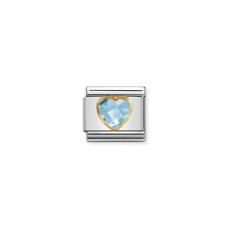 Nomination Composable Classic Multifaceted Light Blue Heart Länk