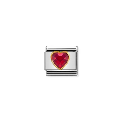 Nomination Composable Classic Multifaceted Red Heart Länk
