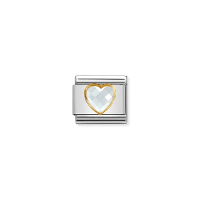 Nomination Composable Classic Multifaceted White Heart Länk