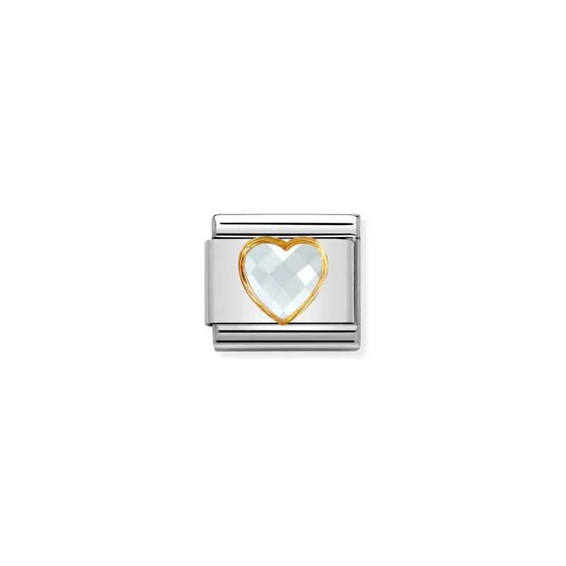 Nomination Composable Classic Multifaceted White Heart Länk