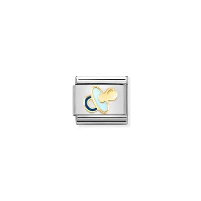 Nomination Composable Länk, Light Blue Pacifier, gold