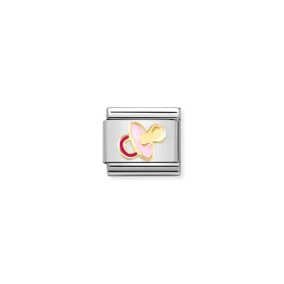 Nomination Composable Länk, Pink Pacifier in Gold