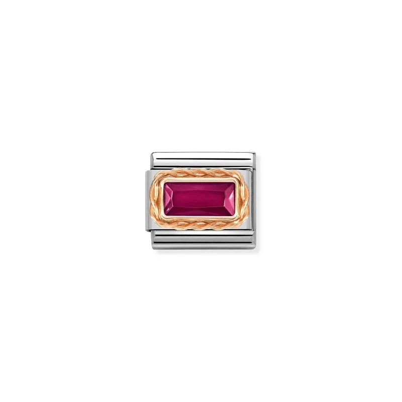 Nomination Composable Länk, Röd CZ i roséguld
