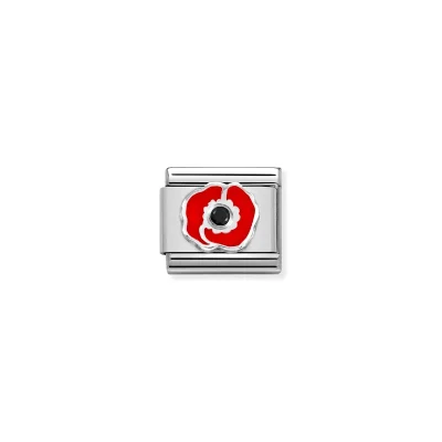 Nomination Composable Länk, Red Poppy with Black CZ