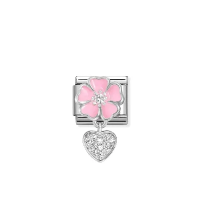 Nomination Composable Pendant Länk, Silver, Flower and Heart