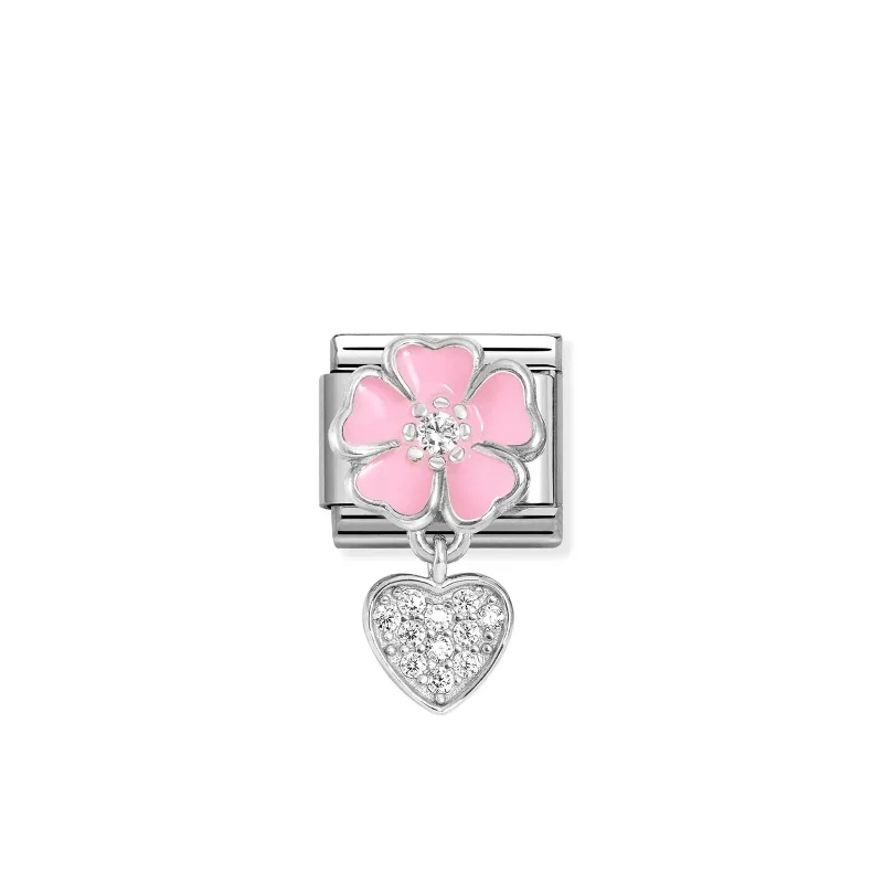 Nomination Composable Pendant Länk, Silver, Flower and Heart