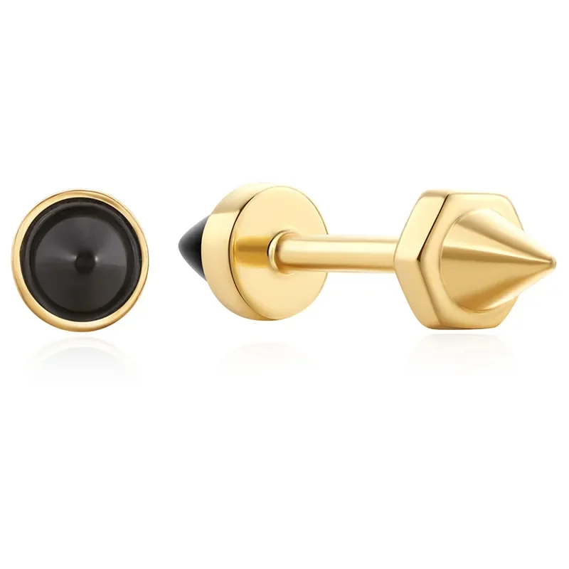 Ania Haie Örhängen BLACK AGATE POINT BARBELL E053-01G