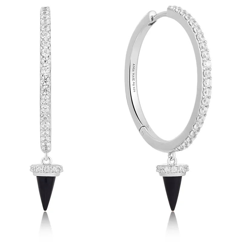 Ania Haie Örhängen BLACK AGATE DROP HOOPS E053-09H