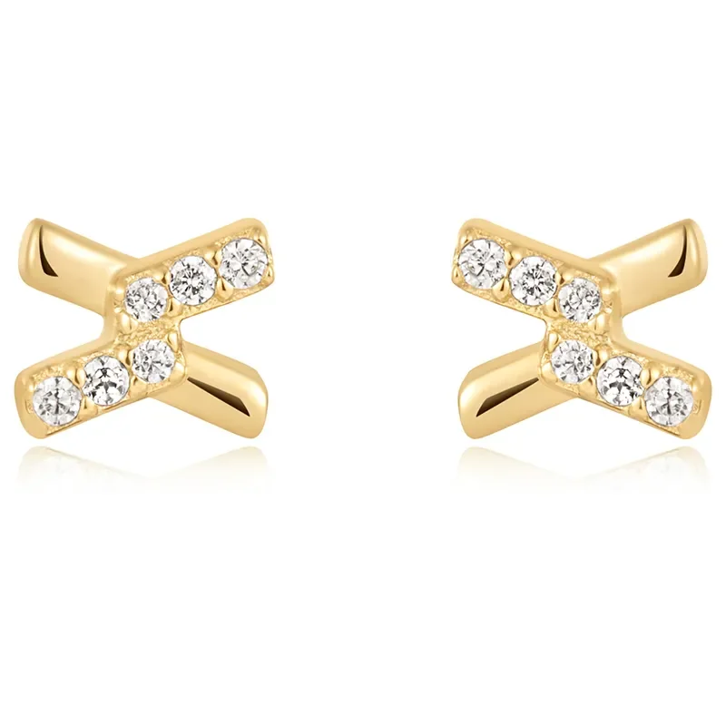 Ania Haie Guld CROSS CUBIC ZIRCONIA Dubbar Örhängen E061-01G