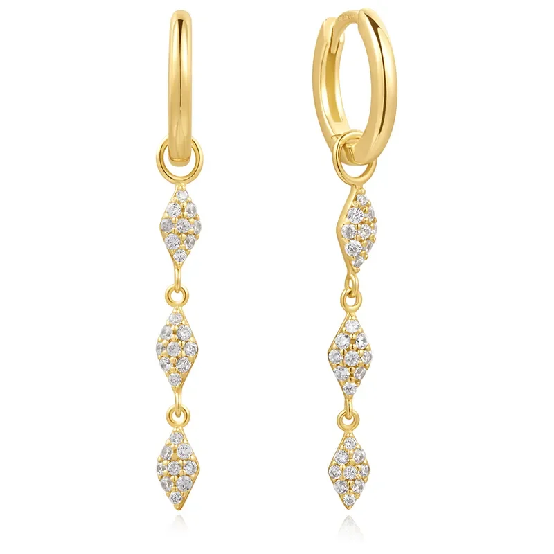 Ania Haie Guld PAVE SPARKLE DROP HOOP Örhängen E061-15G