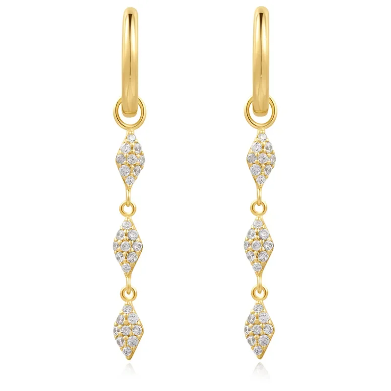 Ania Haie Guld PAVE SPARKLE DROP HOOP Örhängen E061-15G