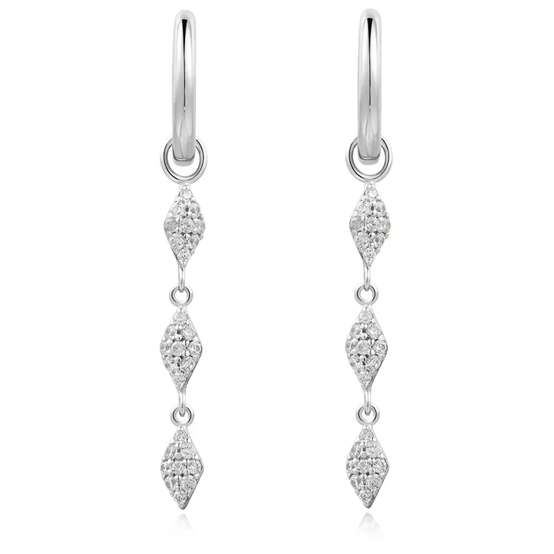 Ania Haie Silver PAVE SPARKLE DROP HOOP Örhängen E061-15H