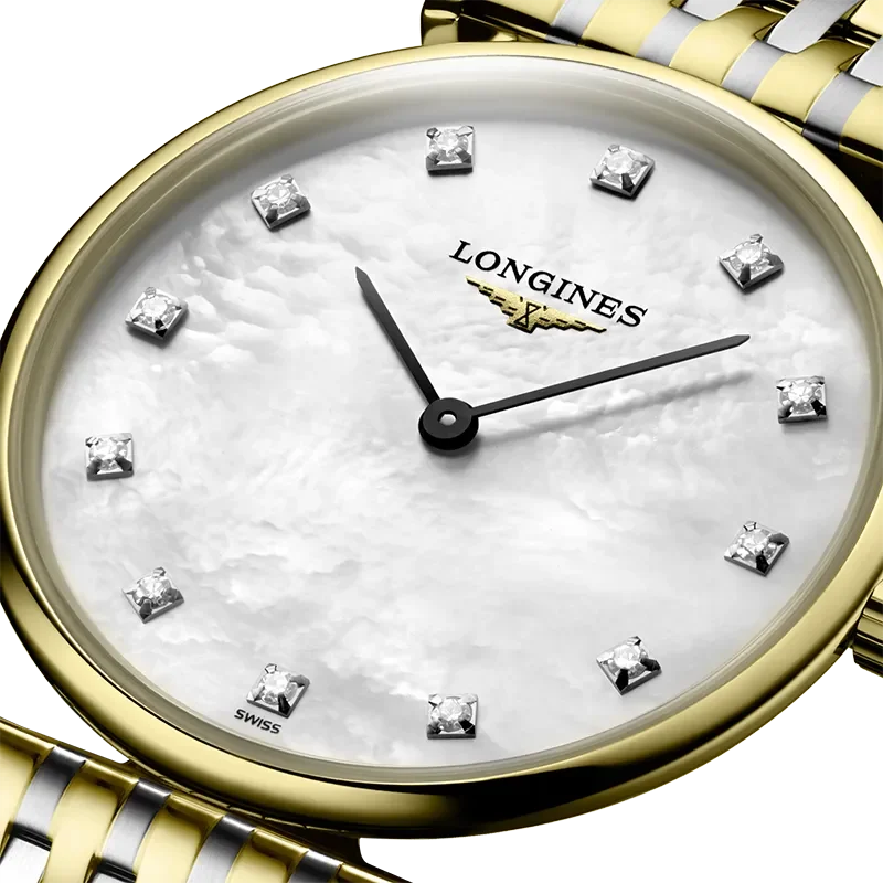 LONGINES WHITE MOTHER OF PEARL 12 DIAMONDS