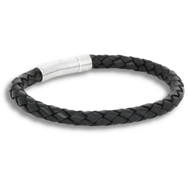 NOBEL by BILLGREN Silver/Läderarmband Svart 19,5CM