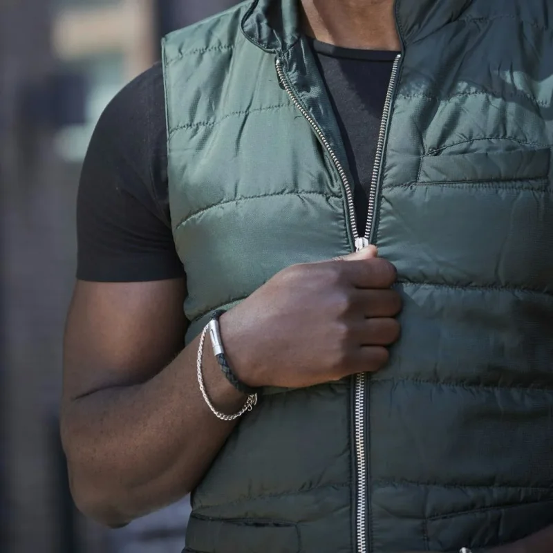 NOBEL by BILLGREN Silver/Läderarmband Svart 19,5CM