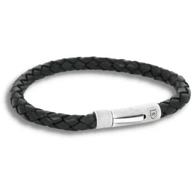 NOBEL by BILLGREN Silver/Läderarmband Svart 21CM